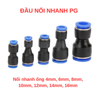 Đầu nối giảm PG, đầu cút thẳng thu PG khí nén phun sương dùng để cắm nhanh vào ống khí 4mm - 16mm