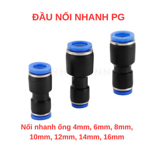 Đầu nối giảm PG, đầu cút thẳng thu PG khí nén phun sương dùng để cắm nhanh vào ống khí 4mm - 16mm