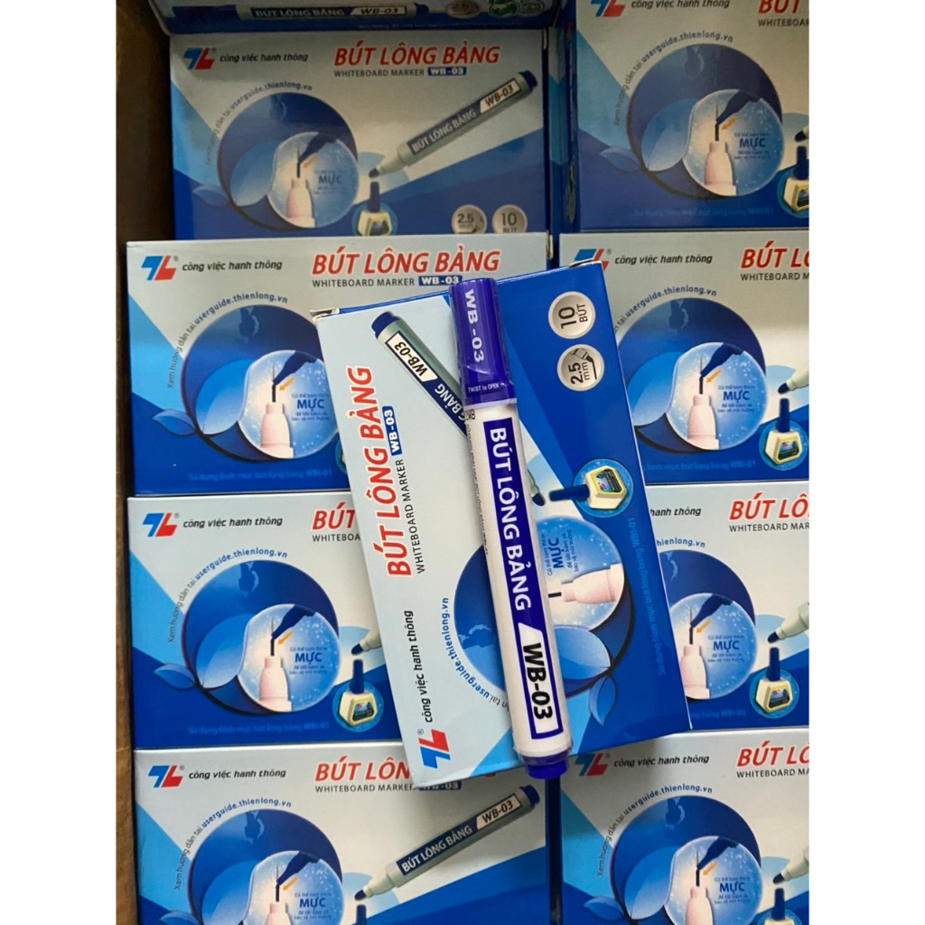 Combo 10 Bút lông viết bảng Thiên Long WB-03 - Bút dạ viết bảng xoá được, đầu bút viết êm trơn