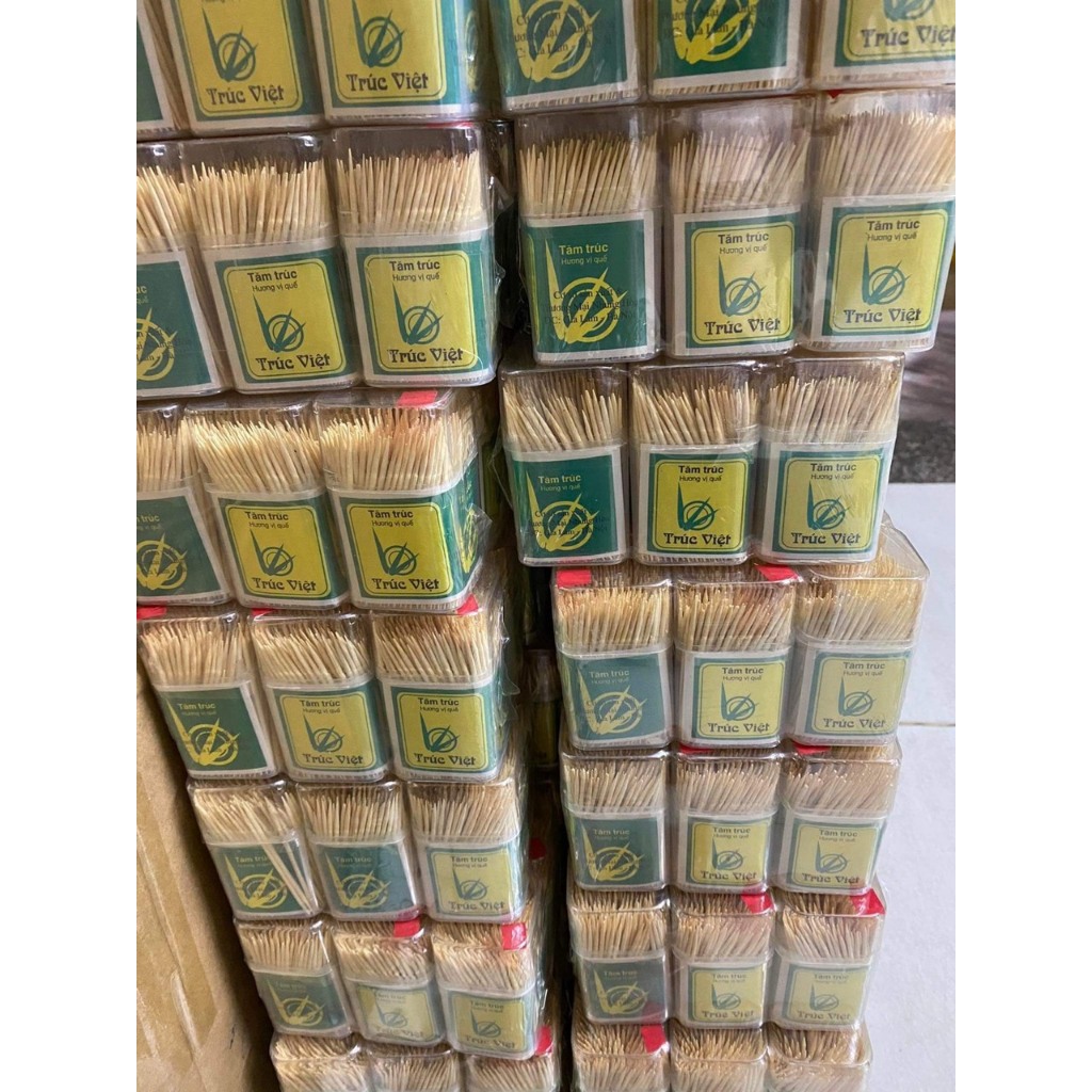 Tăm tre xỉa răng, lọ tăm tre nhựa trong suốt sang trọng