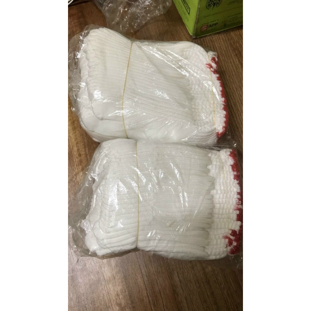 10 đôi găng tay len sợi, găng bảo hộ lao động( màu trắng)