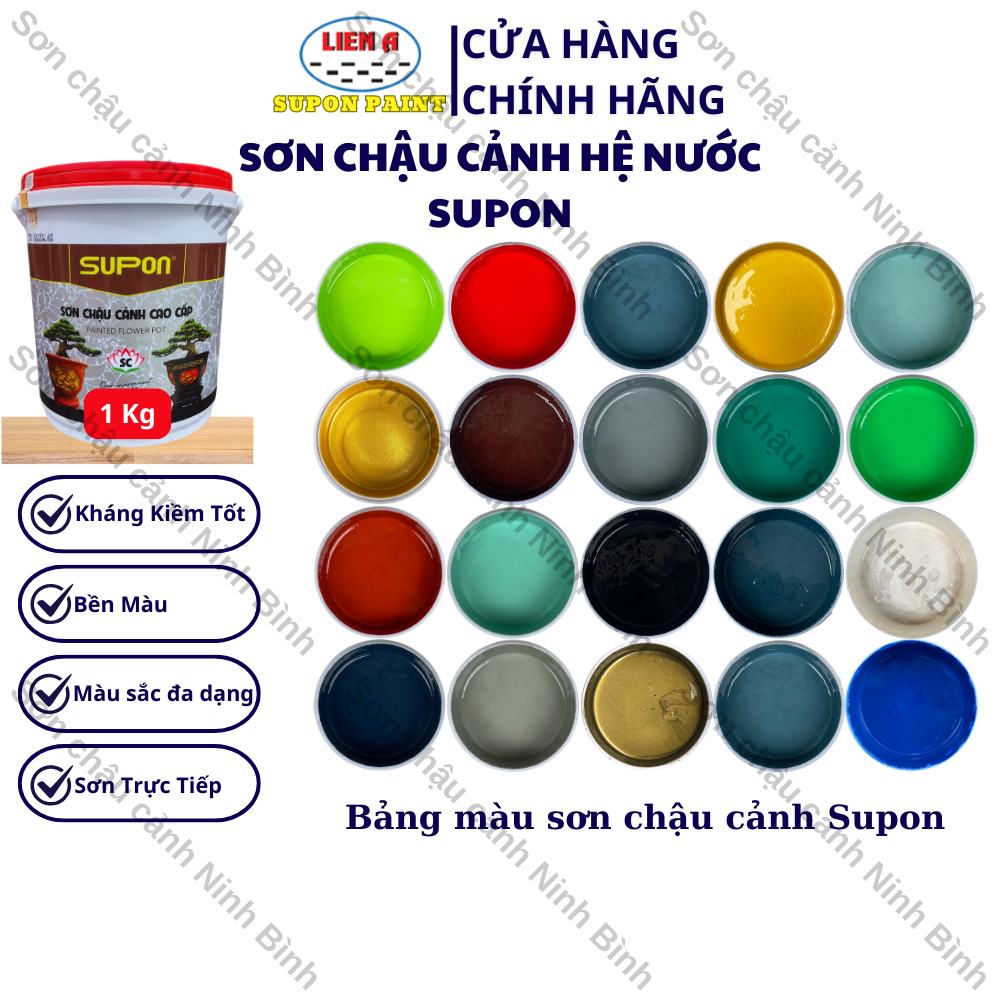 (Nhiều màu) Sơn chậu cảnh Supon 1Kg siêu bóng Hệ nước - kháng kiềm tốt ...