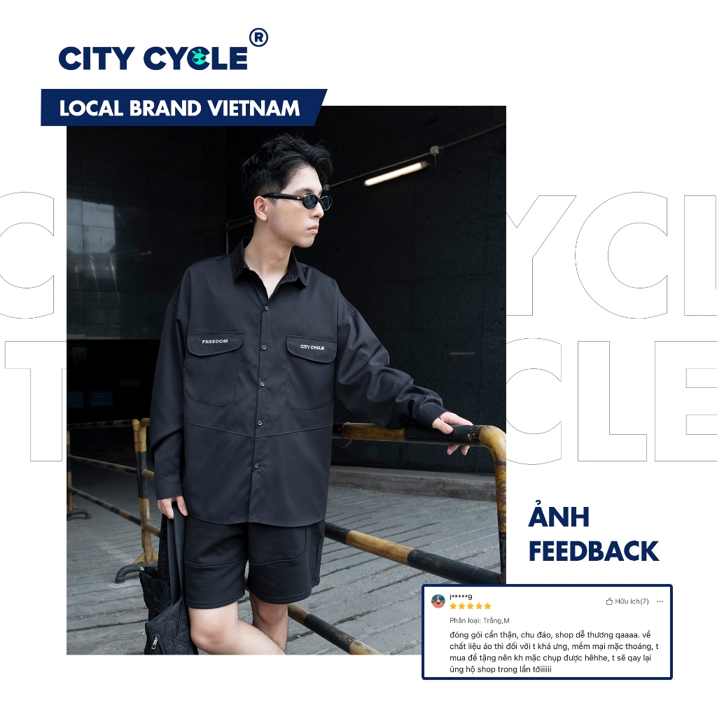 Áo Sơ Mi Freedom Local Brand Chính Hãng City Cycle chất liệu kaki cao cấp form rộng oversize unisex