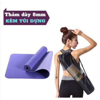Thảm tập Yoga , thảm tập Gym TPE  2 lớp 8mm chống trượt, tập thể dục tại nhà (Kèm túi đựng)