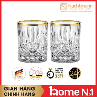 [Hàng Thanh Lý XỈN MẠ VÀNG] Bộ 2 ly pha lê whisky Nachtmann Noblesse viền màu vàng