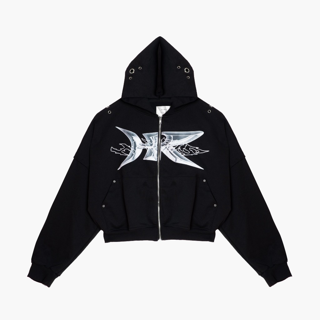 Áo khoác HAYRIS EƆLIPSE ZIPPER HOODIE // Black (boxy form) | Shopee ...