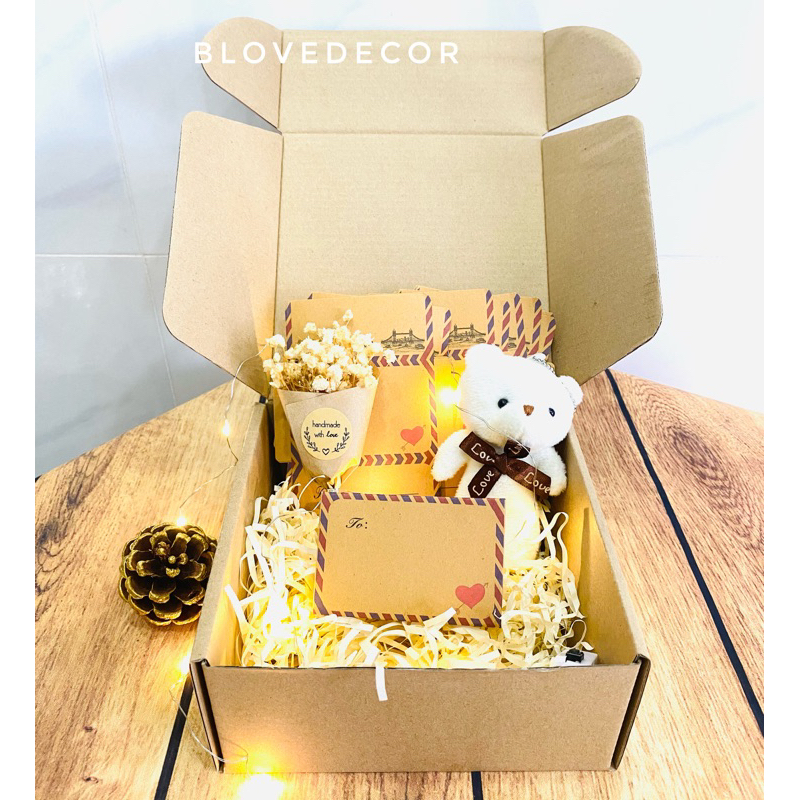 [ Set Quà Tặng Người Yêu ] Hộp Quà Handmade Viết Thư Tay Mini Người Tặng Người Yêu