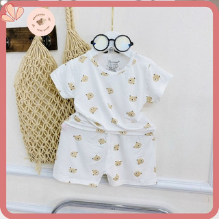 Bộ quần áo cộc tay trẻ em khuy cài vai AVASLEW chất liệu vải petit mềm mịn thấm mồ hôi