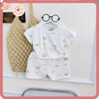 Bộ quần áo cộc tay trẻ em khuy cài vai AVASLEW chất liệu vải petit mềm mịn thấm mồ hôi