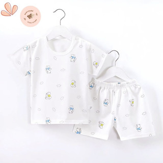 Bộ quần áo cộc tay trẻ em khuy cài vai AVASLEW chất liệu vải petit mềm mịn thấm mồ hôi