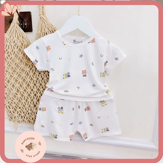 Bộ quần áo cộc tay trẻ em khuy cài vai AVASLEW chất liệu vải petit mềm mịn thấm mồ hôi