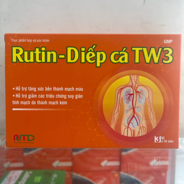 RUTIN – DIẾP CÁ TW3 – 30 viên - tăng sức bền thành mạch máu, giảm các triệu chứng suy giãn tĩnh mạch do thành mạch kém