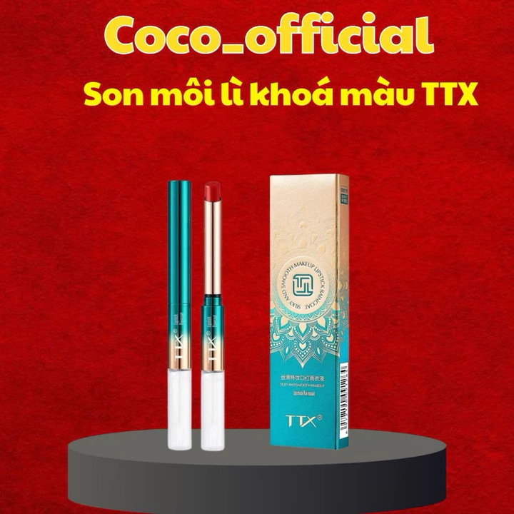 Son môi lì khoá màu TTX Hàn Quốc không chì gồm nhiều màu đỏ cam đỏ thuần đỏ cherry tích hợp đầu gel khoá màu son