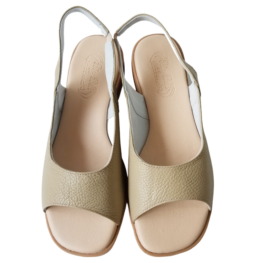 Giày sandal cao gót nữ da bò thật BIGGBEN gót 4 cm HKD688