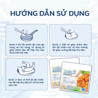 Giấy thấm dầu thực phẩm KRCLEAN 15x20/25x25 cm 80 tờ - Giấy thấm hút dầu thức ăn, giảm chất béo, an toàn thực phẩm