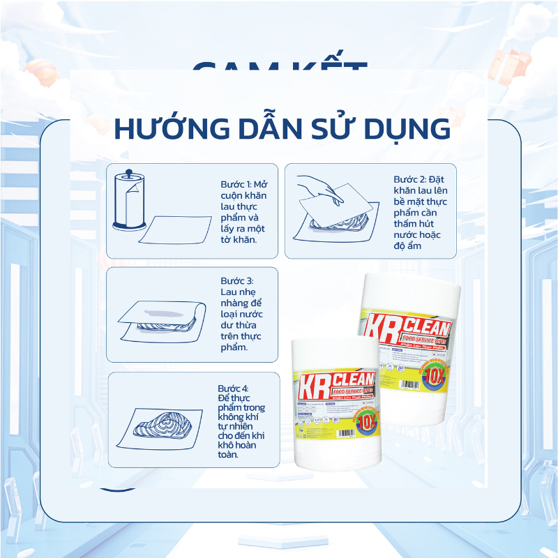 Cuộn khăn giấy thấm thực phẩm KRCLEAN 500 tờ 30x20cm - Khăn thấm khô cá thịt, lau đa năng, thấm hút nước, cực dai | BigBuy360 - bigbuy360.vn