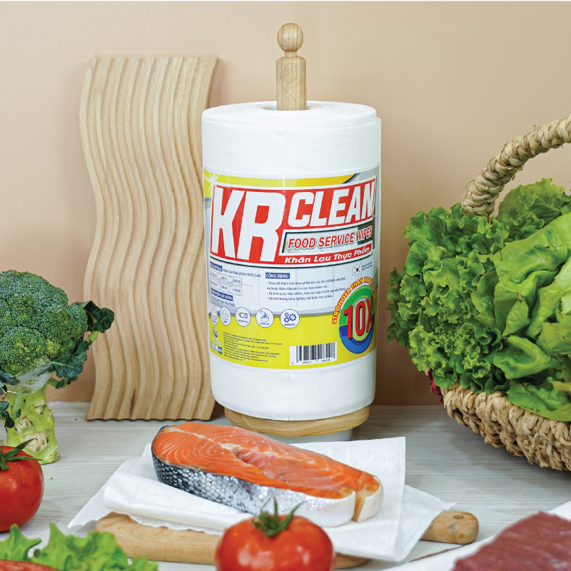 Cuộn khăn giấy thấm thực phẩm KRCLEAN 500 tờ 30x20cm - Khăn thấm khô cá thịt, lau đa năng, thấm hút nước, cực dai | BigBuy360 - bigbuy360.vn