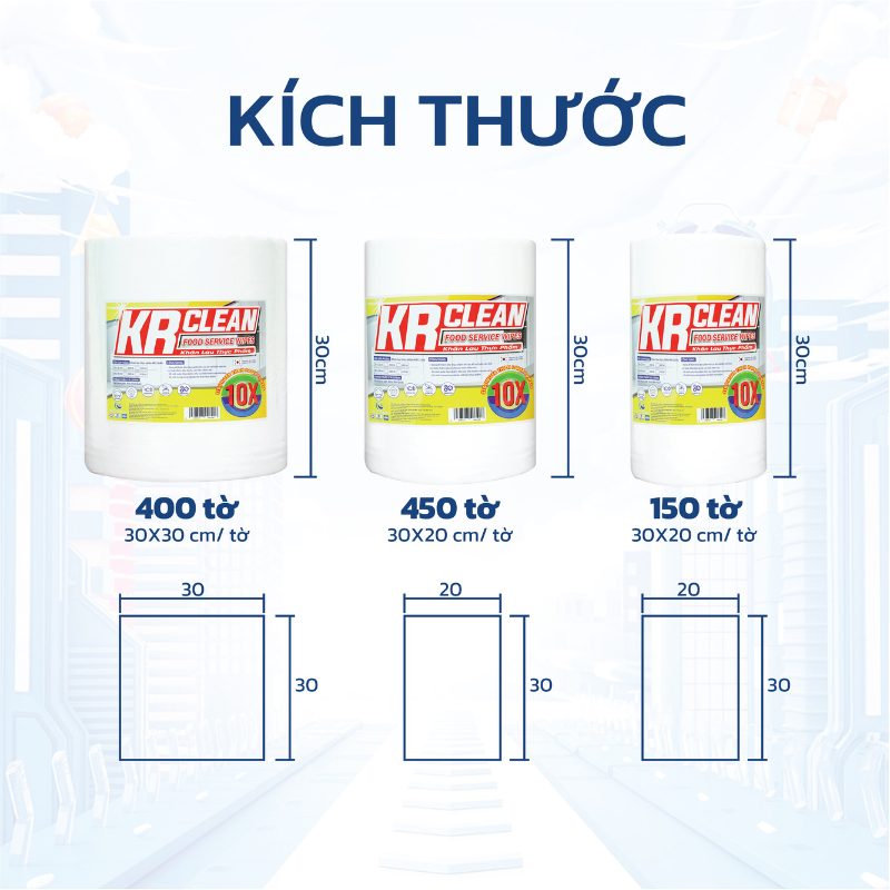 Cuộn khăn giấy thấm thực phẩm KRCLEAN 500 tờ 30x20cm - Khăn thấm khô cá thịt, lau đa năng, thấm hút nước, cực dai | BigBuy360 - bigbuy360.vn