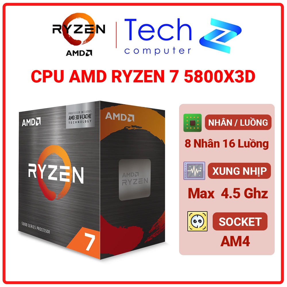 CPU AMD Ryzen 7 5800X3D Chính Hãng Bảo Hành 3 Năm | Shopee Việt Nam