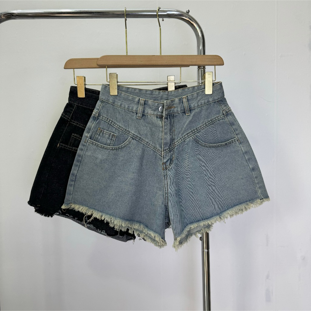 Quần Đùi Bò Cạp Cao Big Size Nữ,Quần Short Jean Bigsize Lưng Cao Dáng Xòe Chữ A Che Bụng Mã J5