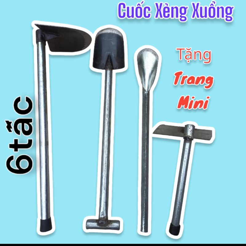 Combo 127k Cuốc Xẻng Xuổng 6 tấc tặng Trang mini cào cỏ cào muối trộn ...
