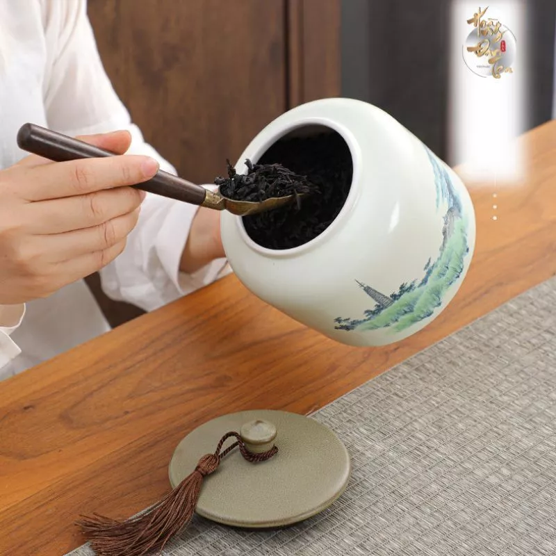 Set Quà Tết Hộp Gỗ 2 Hũ Chè Ngon Shan Tuyết & Thái Nguyên Thượng Hạng Uống Trà Đạo Cao Cấp Quà Tặng