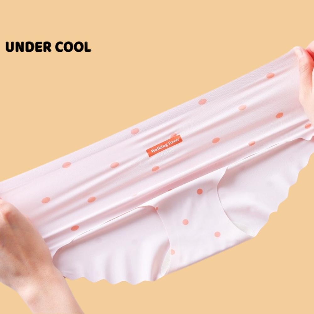 Quần Lót Chấm Bi Nữ Viền Sóng UNDERCOOL Đúc Su Mịn Mát Hoạ Tiết Chấm Bi Mầu Pastel QL21