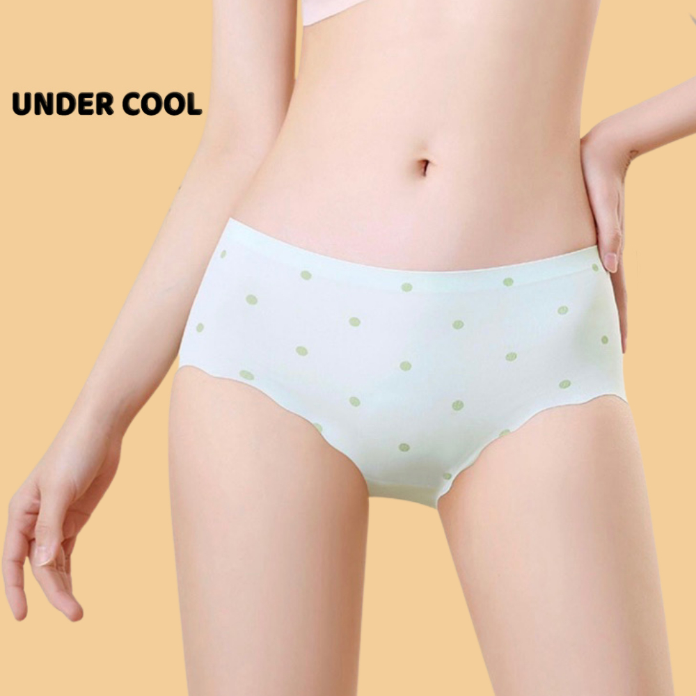 Quần Lót Chấm Bi Nữ Viền Sóng UNDERCOOL Đúc Su Mịn Mát Hoạ Tiết Chấm Bi Mầu Pastel QL21