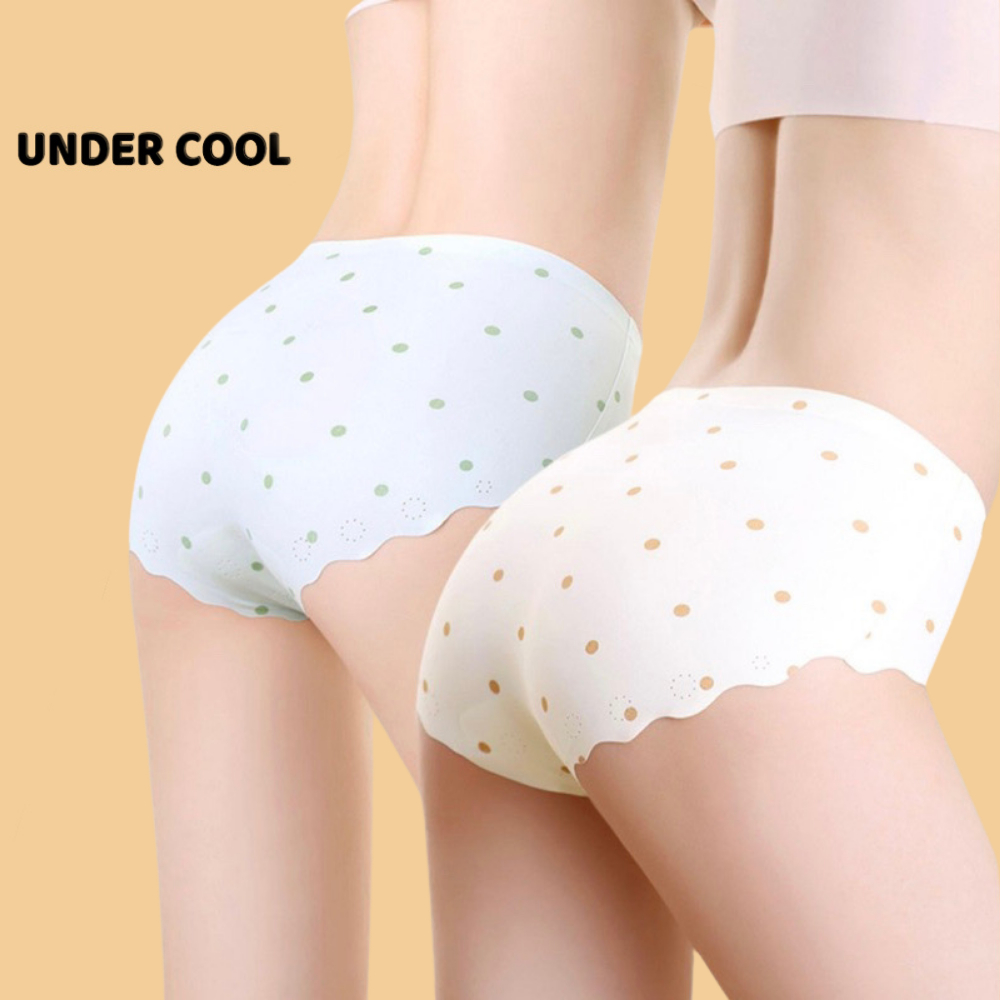 Quần Lót Chấm Bi Nữ Viền Sóng UNDERCOOL Đúc Su Mịn Mát Hoạ Tiết Chấm Bi Mầu Pastel QL21
