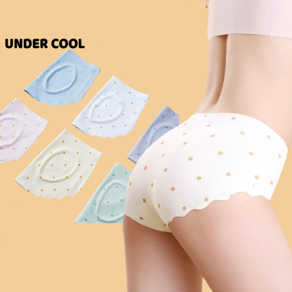 Quần Lót Chấm Bi Nữ Viền Sóng UNDERCOOL Đúc Su Mịn Mát Hoạ Tiết Chấm Bi Mầu Pastel QL21