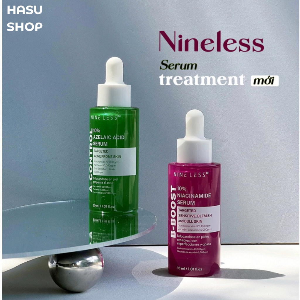 Tinh chất NINE LESS A-Control 10% Azelaic Acid Serum 30ml dưỡng da, giảm mụn thâm