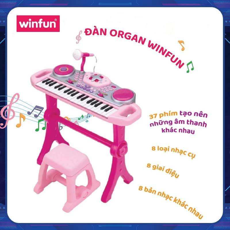 Đàn Organ Điện Tử Cho Bé Kèm Mic thu âm hát được và Bàn DJ Winfun 2068 — ảnh 1