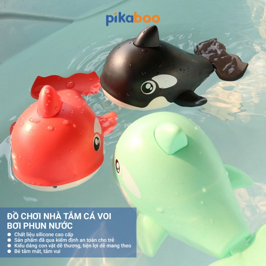 Ảnh Đồ chơi cá heo phun nước nhà tắm Pikaboo, họa tiết bắt mắt, chất liệu silicone mềm dẻo cao cấp 2