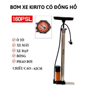 Bơm xe đạp xe máy Kirito Nhật Bản có đồng hồ áp suất,bơm tay xe máy xe đạp,bơm hơi xe đạp xe máy,bơm cây inox,bơm sàn xe