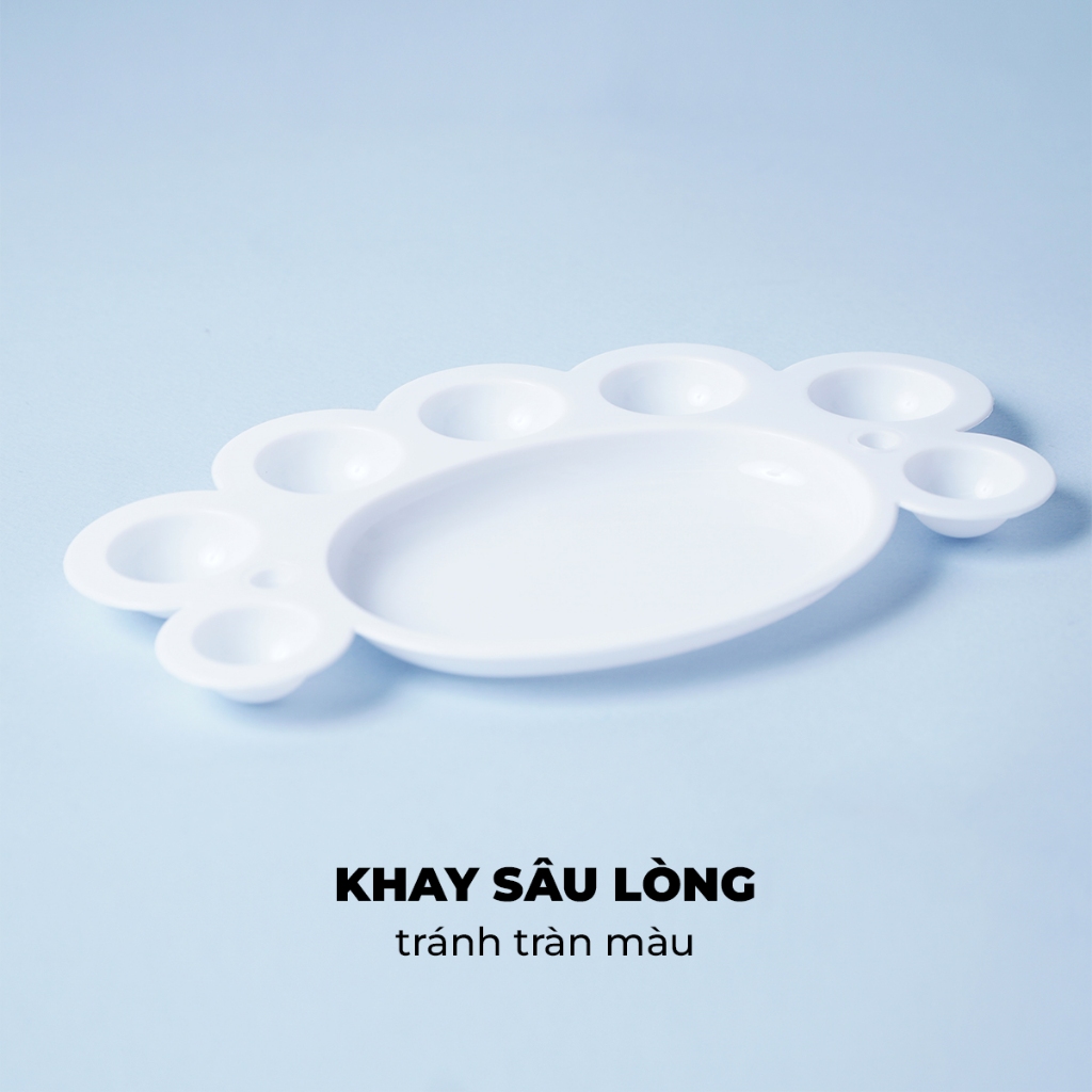 Khay Màu Vẽ ClassMate Khay Pha Màu Nước Nhựa Hình Cua Dễ Làm Sạch Palette Trộn Màu Acrylic, Gouache AM-PT0003