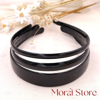 Bờm Tóc, Băng Đô Cài Tóc Trơn Màu Đen Moral Store Đơn Giản Bằng Nhựa Hợp Thời Trang