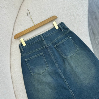 Chân váy jean dài bigsize nữ dáng midi dài 7 tấc xẻ tà trước chuẩn form dễ phối đồ V5