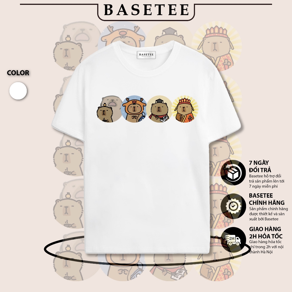 Áo thun trắng in hình Cosplay Cat co dãn thấm hút mồ hôi đủ size 40-100kg form rộng Basetee Unisex