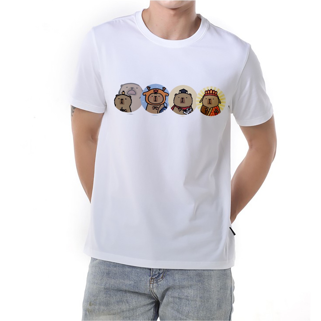 Áo thun trắng in hình Cosplay Cat co dãn thấm hút mồ hôi đủ size 40-100kg form rộng Basetee Unisex