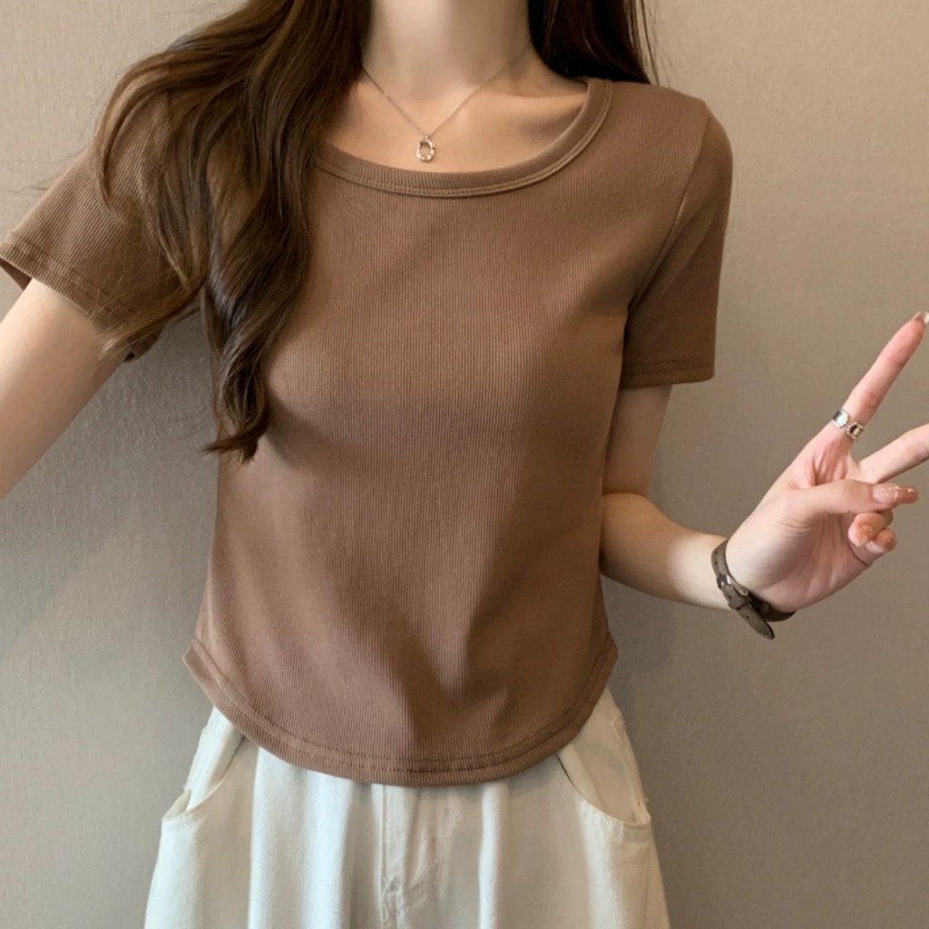 Áo thun babytee vạt bầu form trơn đủ màu basic chất liệu thun con giãn 4 chiều fit dáng siêu đẹp m06