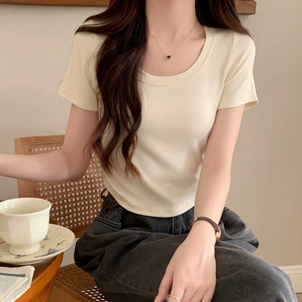 Áo thun babytee vạt bầu form trơn đủ màu basic chất liệu thun con giãn 4 chiều fit dáng siêu đẹp m06