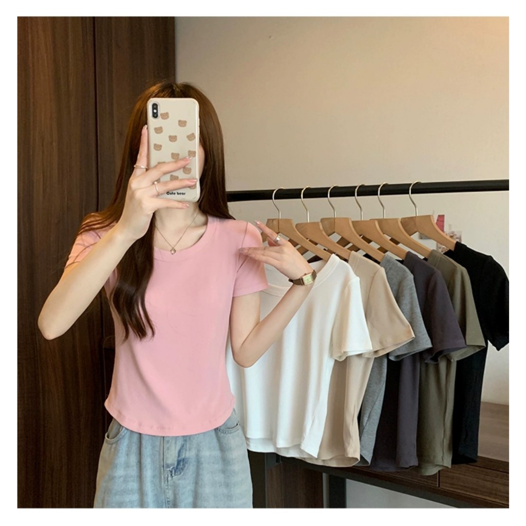 Áo thun babytee vạt bầu form trơn đủ màu basic chất liệu thun con giãn 4 chiều fit dáng siêu đẹp m06