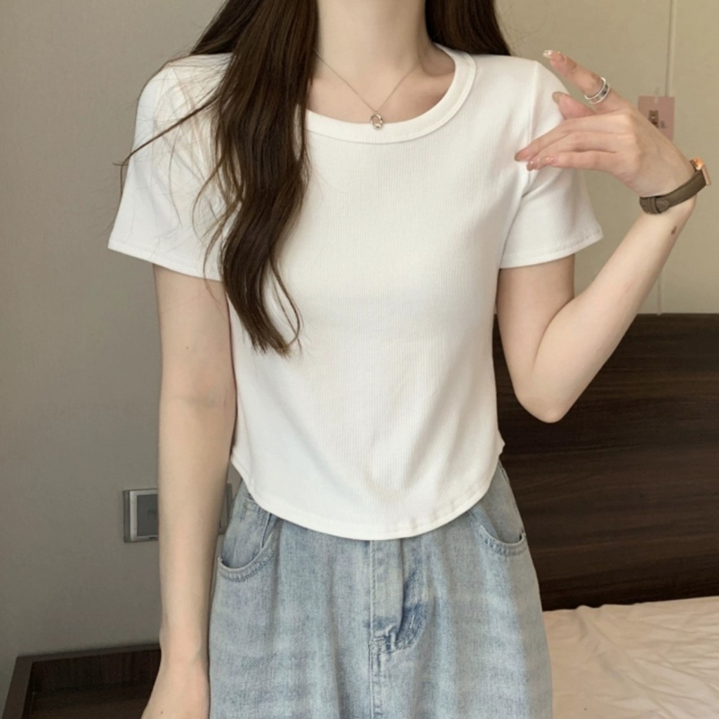 Áo thun babytee vạt bầu form trơn đủ màu basic chất liệu thun con giãn 4 chiều fit dáng siêu đẹp m06