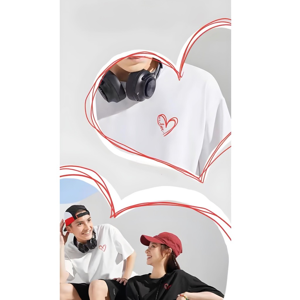 Áo Thun Đôi Trái Tim Love Vải Cotton 100% Cao Cấp Co Giãn 2 Chiều - APLOVE
