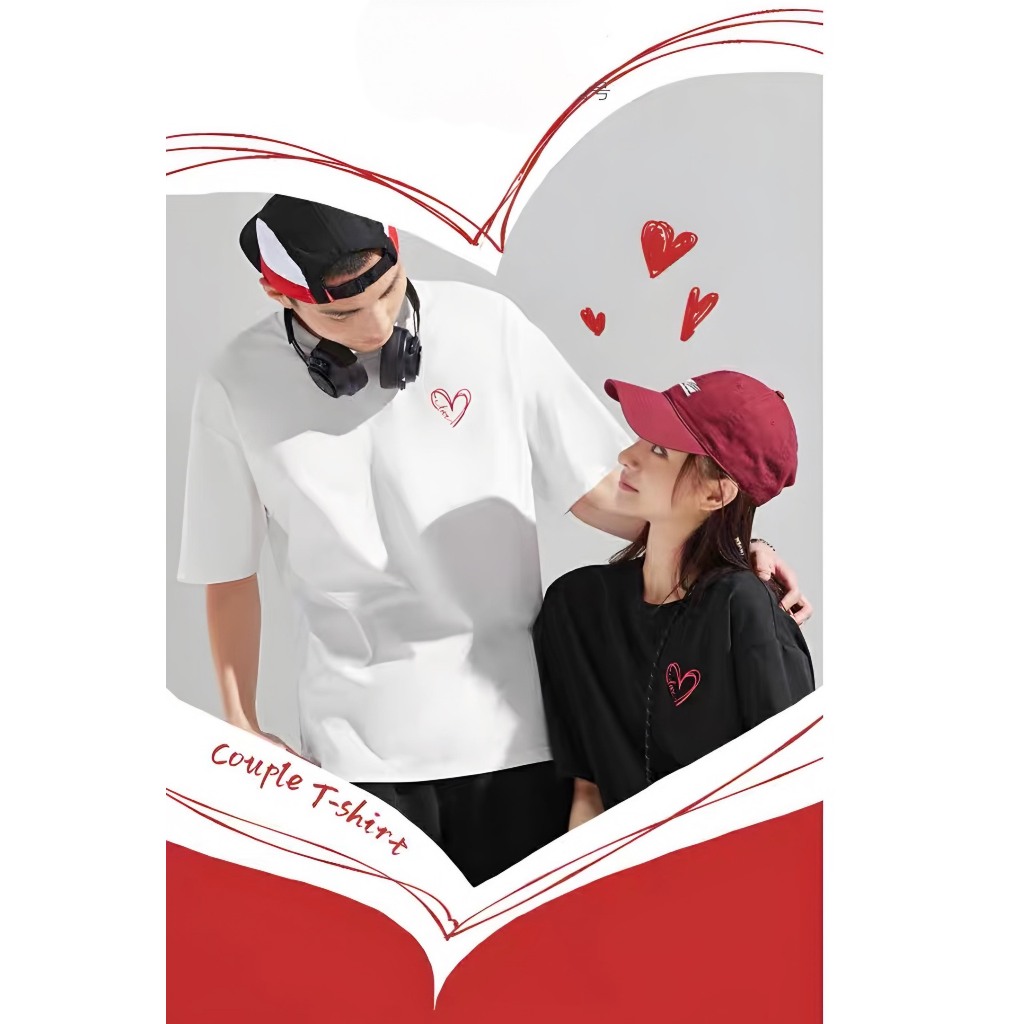 Áo Thun Đôi Trái Tim Love Vải Cotton 100% Cao Cấp Co Giãn 2 Chiều - APLOVE