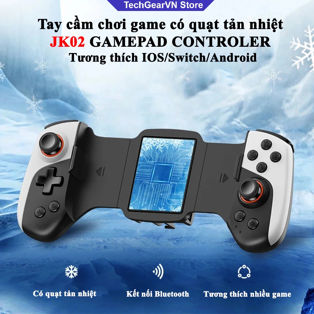 [hcm] Tay cầm chơi game Bluetooh GamePad JK02 có quạt tản nhiệt sò lạnh ...