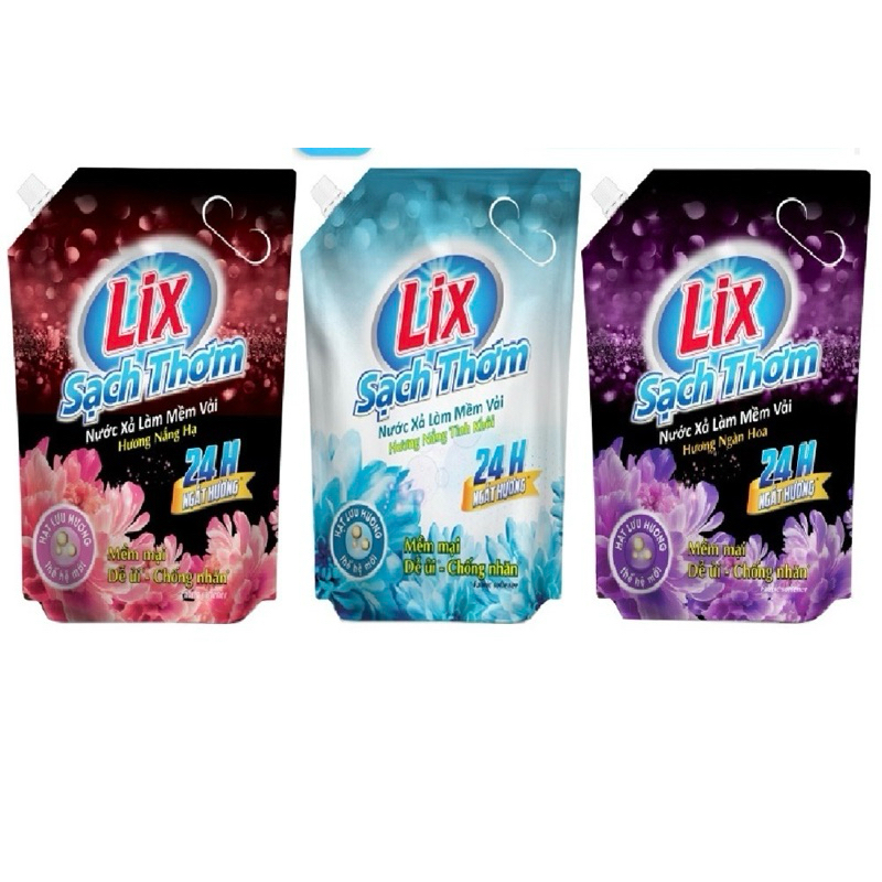Nước xả vải Lix Sạch Thơm 2.2 lít/Túi đậm đặc gấp 3 lần
