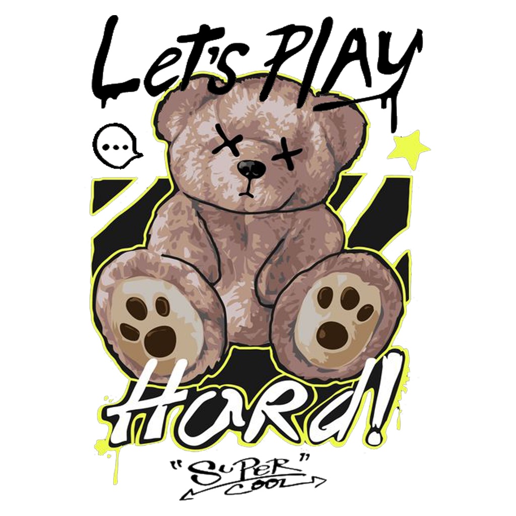 Áo thun trắng in hình Play Teddy co dãn thấm hút mồ hôi đủ size 40-100kg form rộng Basetee Unisex