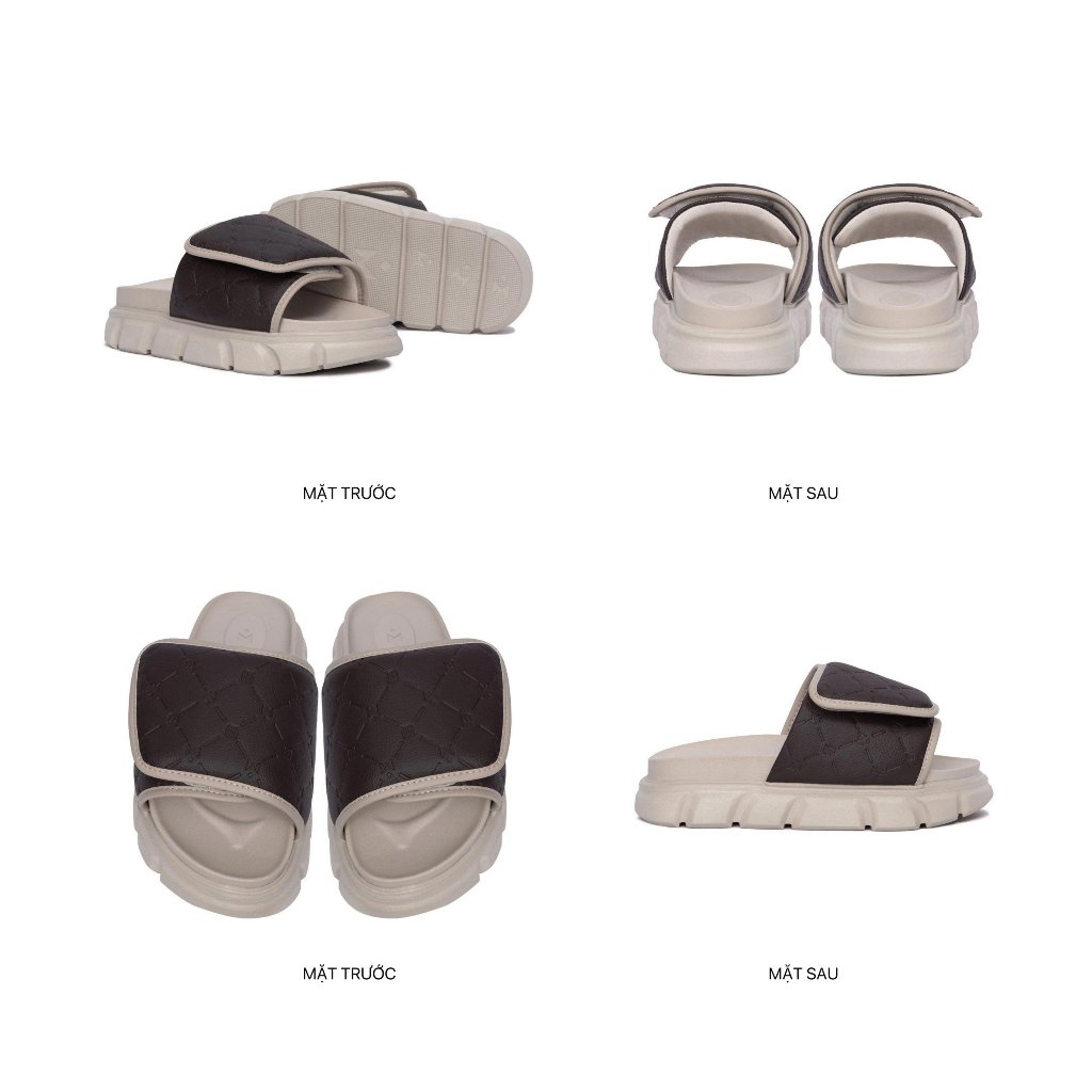 Ảnh Dép Sandal Nam Nữ Tăng Chiều Cao THEWOLF ESSENTIAL MONOGRAM SLIDE SANDAL - Đen Trắng Nâu Beige Đỏ 4