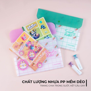 Túi Đựng Tài Liệu A4 Nhiều Ngăn CLASSMATE, File Đựng Tài Liệu Hình Thỏ Rabbit Bằng Nhựa An Toàn Cho Học Sinh CL-CBA32